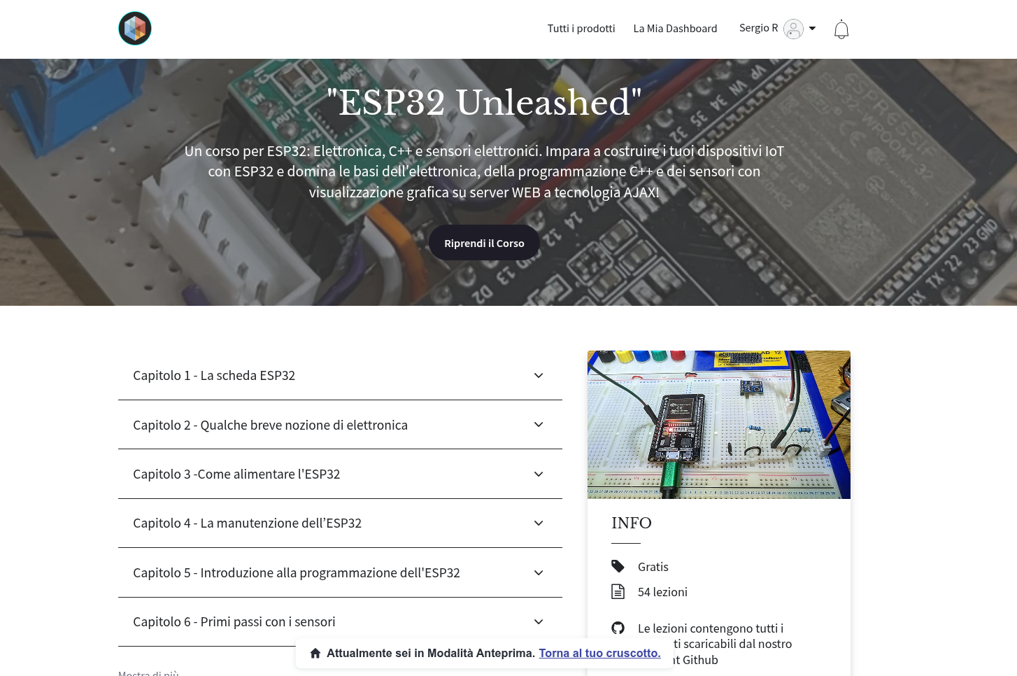 Immagine del nostro corso su ESP32